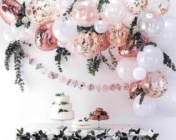 Astonishingwhite Rose Gold Wedding Balloon Desert Bar Decor Inspiration