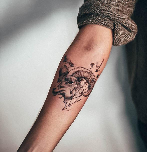 Astrology Aries Tattoos For Women Outer Forearm Ram