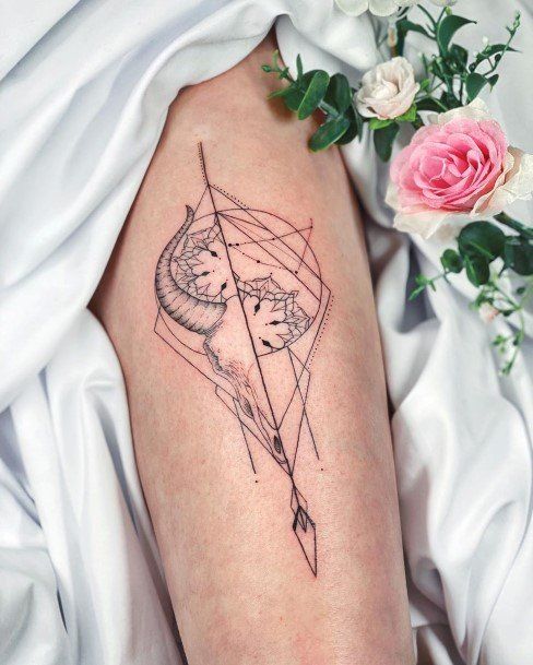 Astrology Geometric Forearm Capricorn Tattoo On Woman