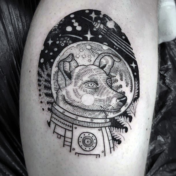 Astronaut Dog Tattoo For Women