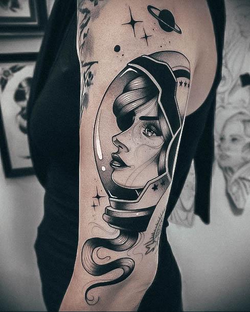 Astronaut Tattoo Design Inspiration For Women