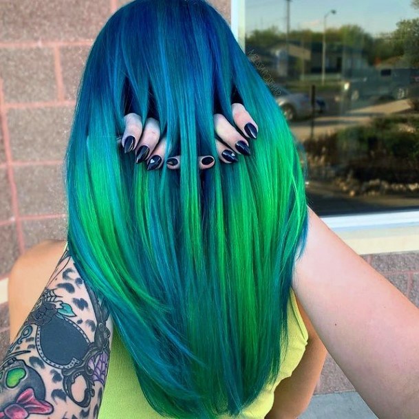 Attractive Girls Hairstyles Turquoise Ombre