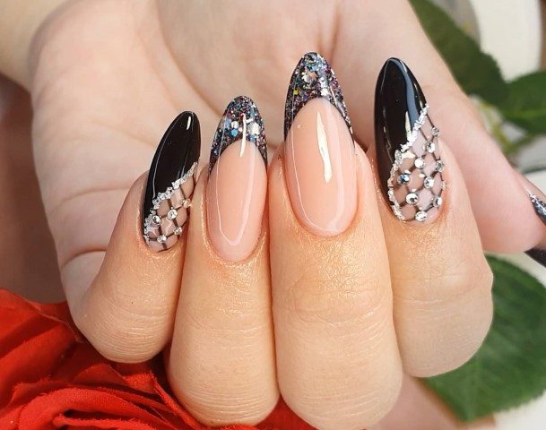 Attractive Girls Nail Almond French