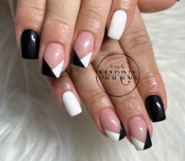 Attractive Girls Nail Black And White