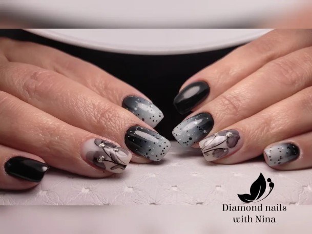 Attractive Girls Nail Black Ombre