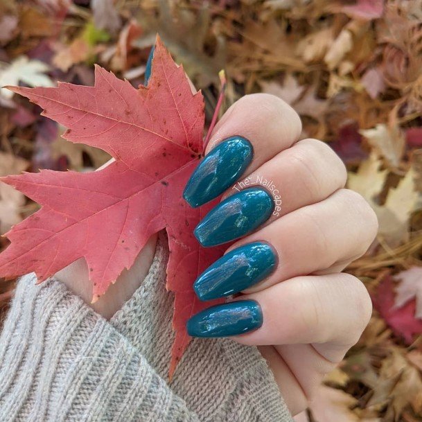 Attractive Girls Nail Blue And Green