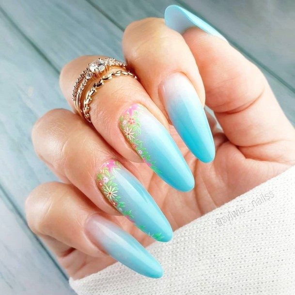 Attractive Girls Nail Blue Summer