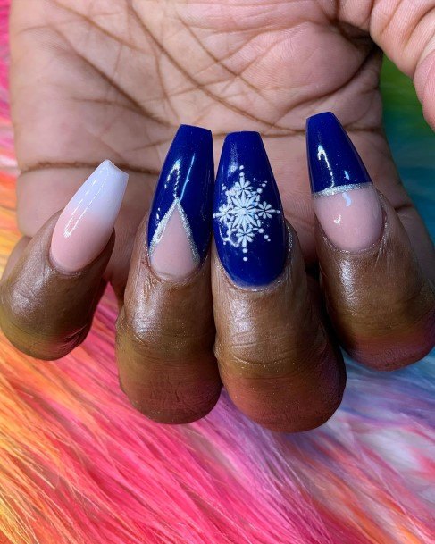 Attractive Girls Nail Blue Winter