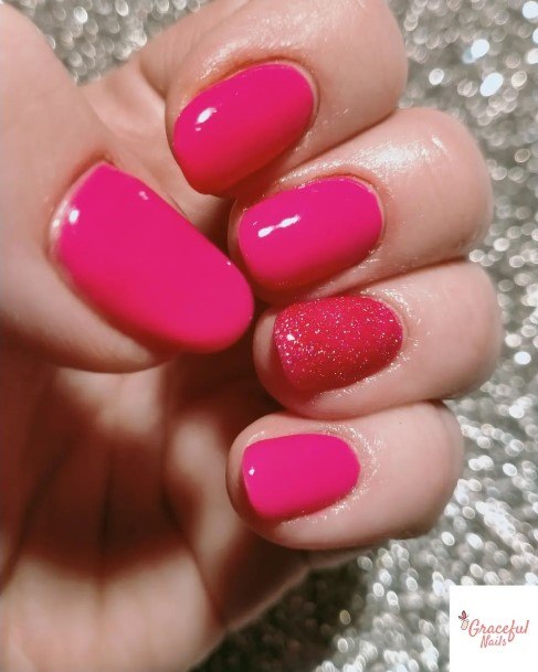 Attractive Girls Nail Bright Pink