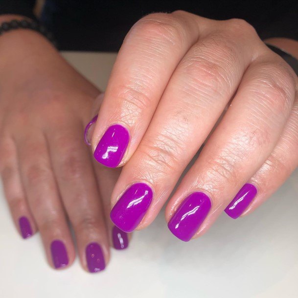 Attractive Girls Nail Bright Purple