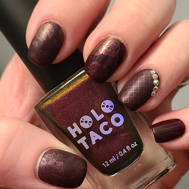 Attractive Girls Nail Burgundy