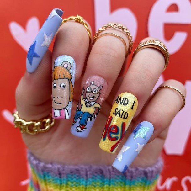 Attractive Girls Nail Cartoon