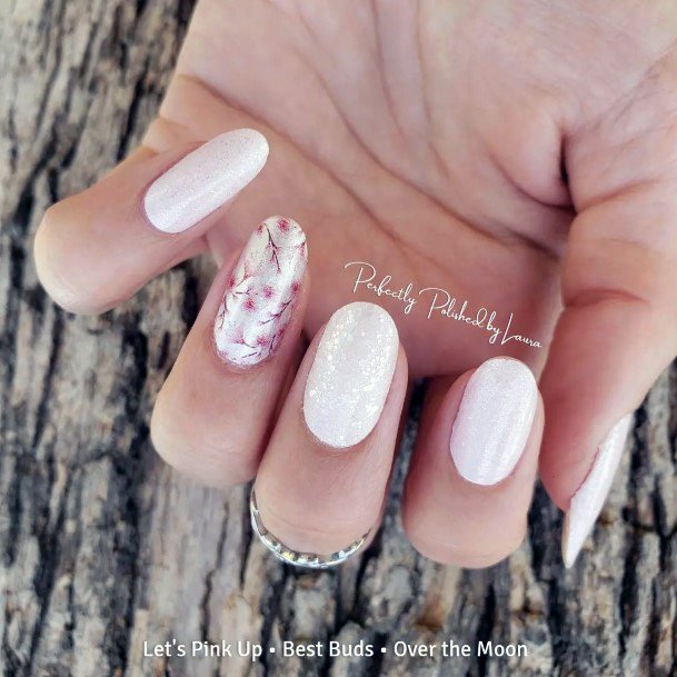 Attractive Girls Nail Cherry Blossom Sakura