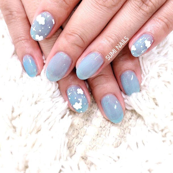 Attractive Girls Nail Clear Blue