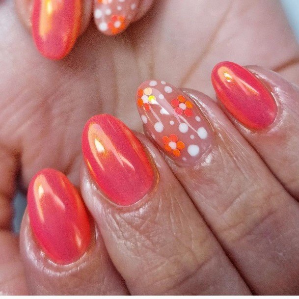 Attractive Girls Nail Coral