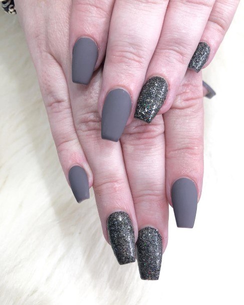 Attractive Girls Nail Dark Grey