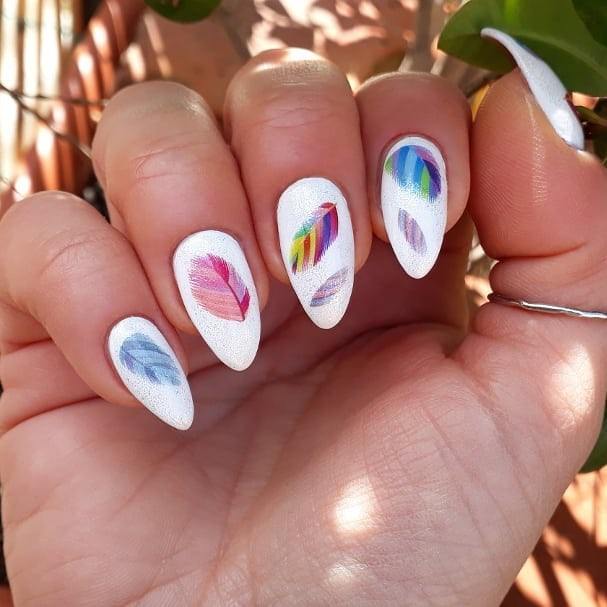 Attractive Girls Nail Feather