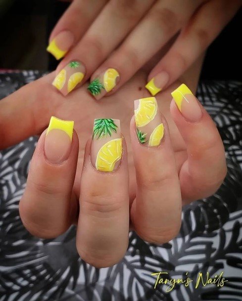 Attractive Girls Nail Fruit Pineapple