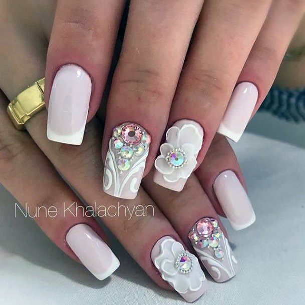 Attractive Girls Nail Gemstone