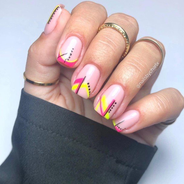 Attractive Girls Nail Geometric