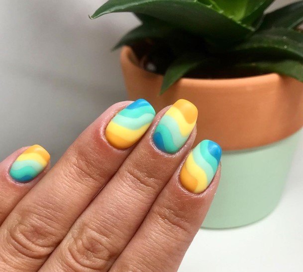 Attractive Girls Nail Green And Yellow