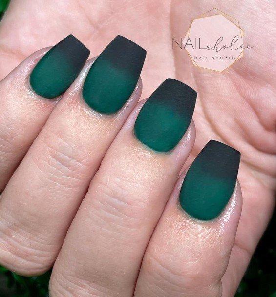 Attractive Girls Nail Green Ombre