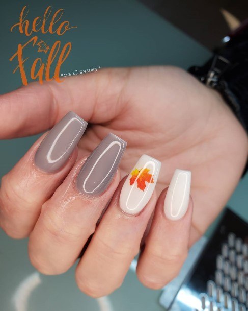Attractive Girls Nail Grey And White