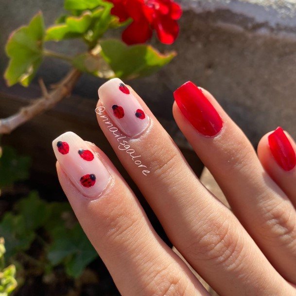 Attractive Girls Nail Ladybug