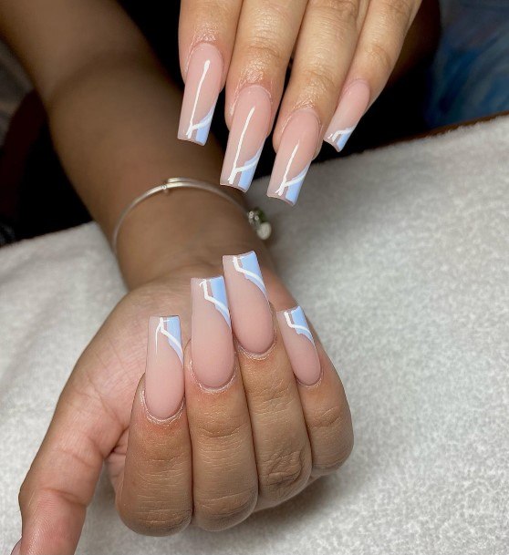 Attractive Girls Nail Light Blue