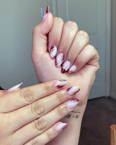 Attractive Girls Nail Maroon And Pink