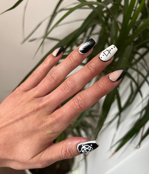 Attractive Girls Nail Monochrome