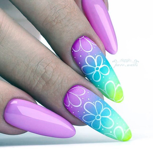 Attractive Girls Nail Ombre Summer