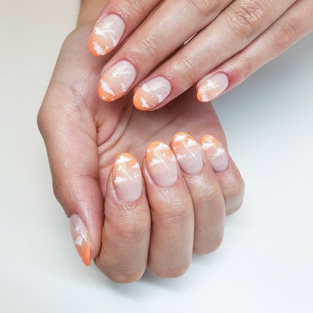 Attractive Girls Nail Orange And White