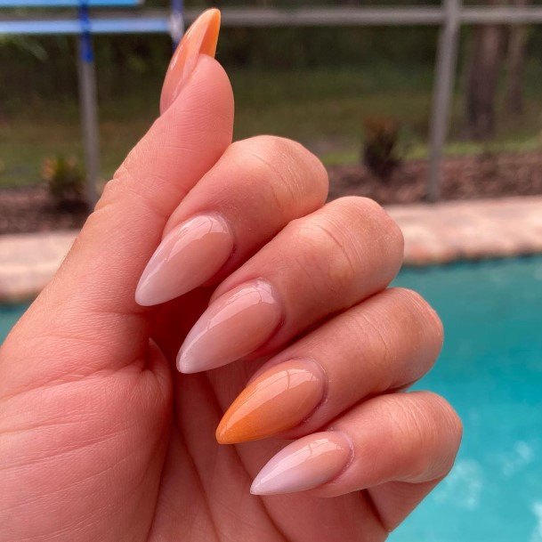 Attractive Girls Nail Orange Ombre