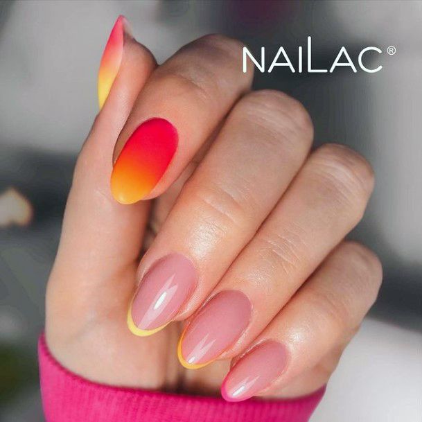 Attractive Girls Nail Pink And Orange