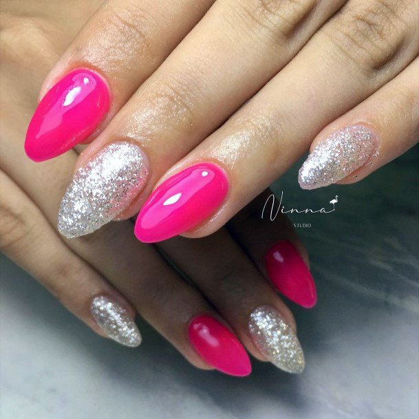 Attractive Girls Nail Pink Dress