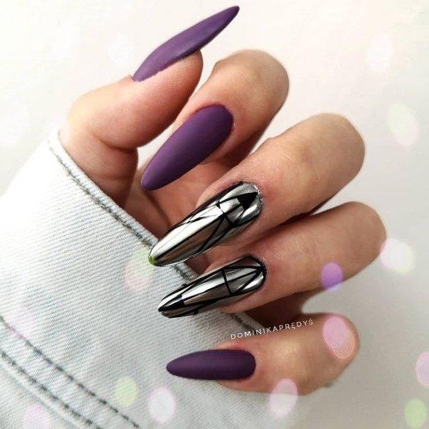 Attractive Girls Nail Purple Summer