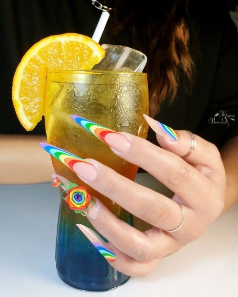 Attractive Girls Nail Rainbow