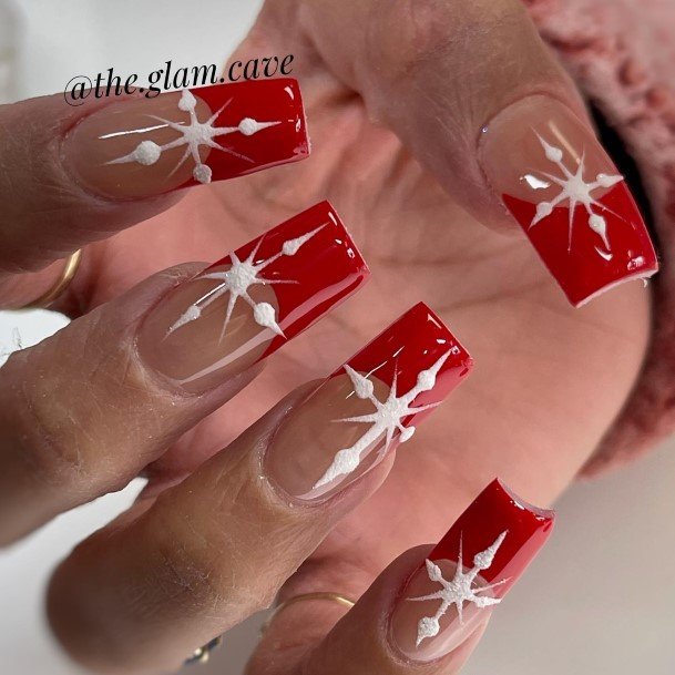Attractive Girls Nail Red French Tip