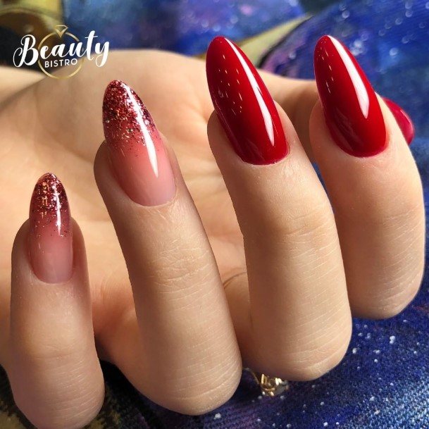 Attractive Girls Nail Red Ombre