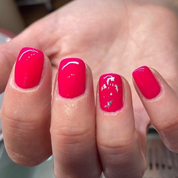 Attractive Girls Nail Short Pink