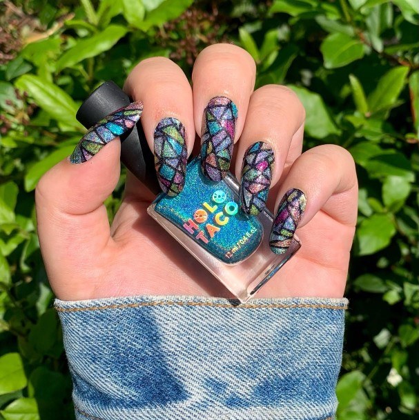 Attractive Girls Nail Stained Glass