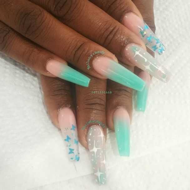 Attractive Girls Nail Turquoise