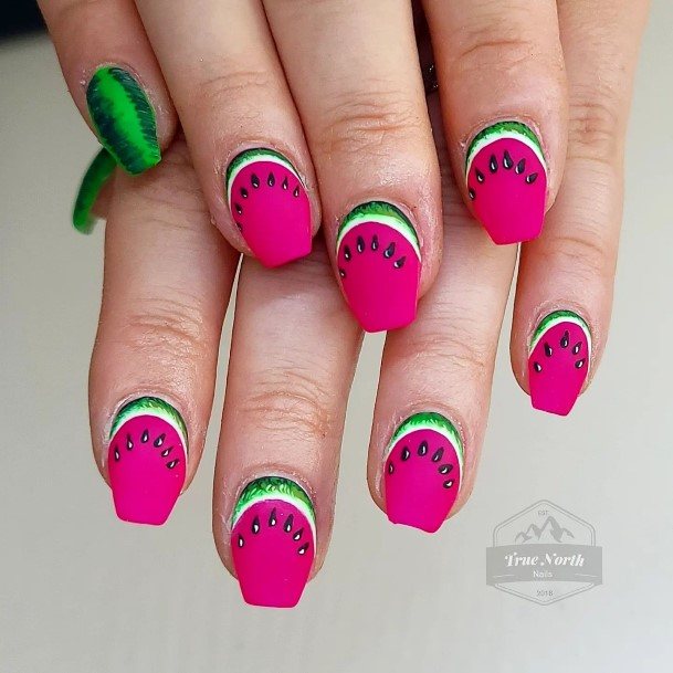 Attractive Girls Nail Watermelon