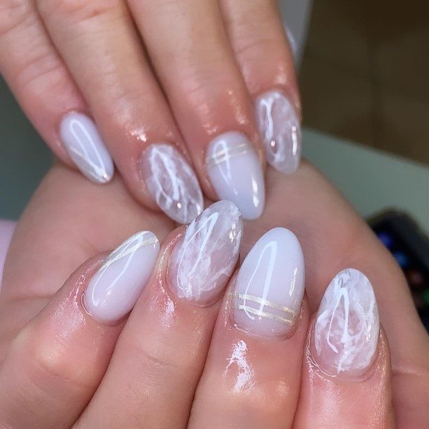 Attractive Girls Nail White Almond Shaped