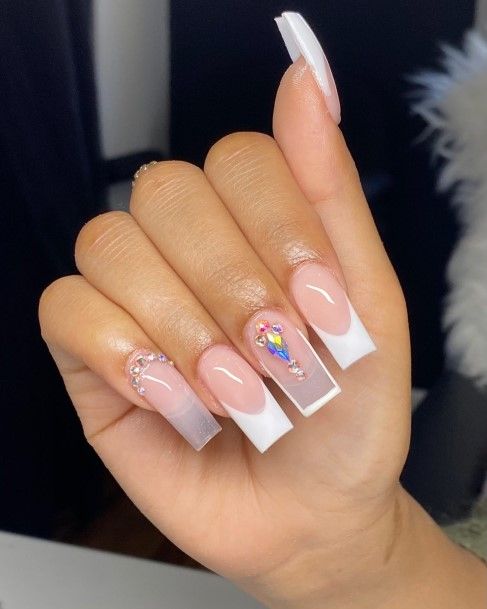 Attractive Girls Nail White And Nude