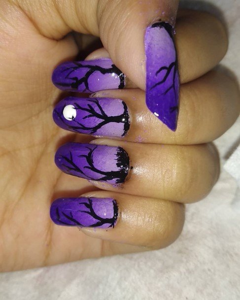 Attractive Girls Nail White And Purple