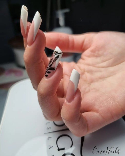 Attractive Girls Nail White French