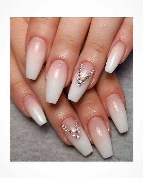 Attractive Girls Nail White Ombre