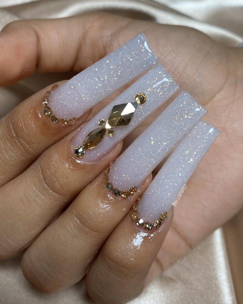 Attractive Girls Nail White Square